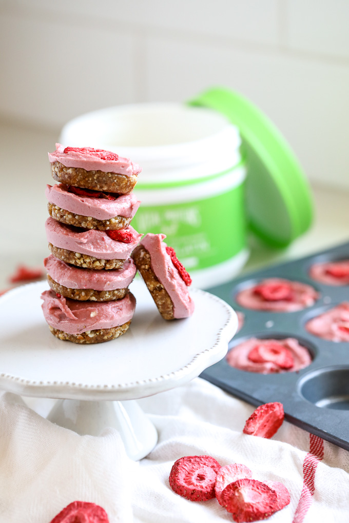 These Strawberry Lemonade Cheesecake Bites are packed with nutrients and a great treat to keep in your freezer or fridge for whenever you have a sweet tooth!